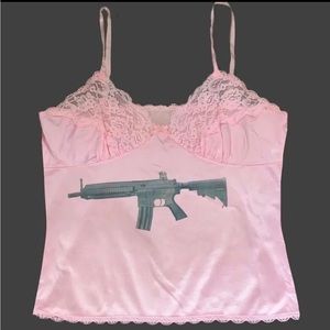 pink custom cami gun top y2k trendy